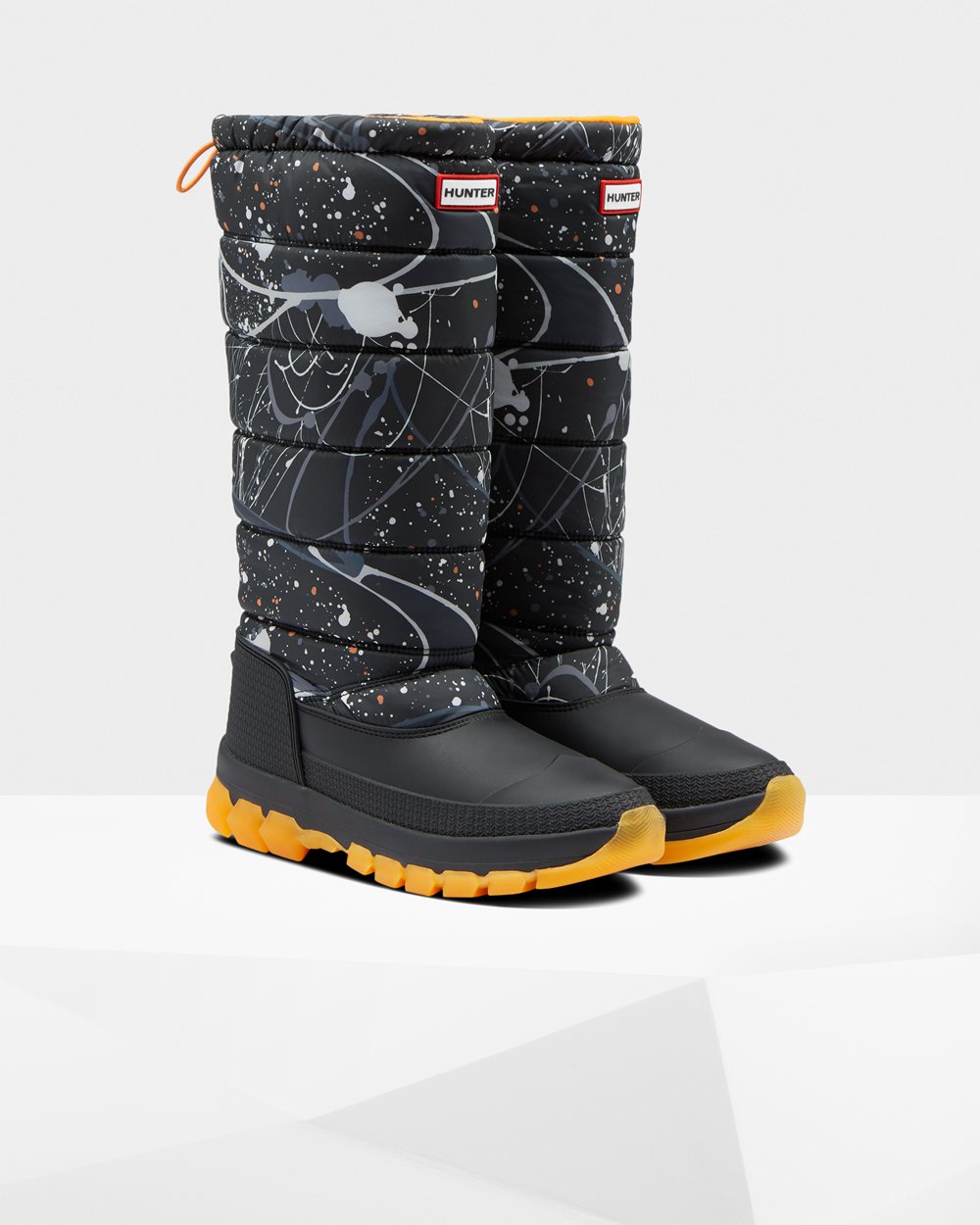 Botas de Nieve Hunter Mujer - Original Printed Insulated Tall - Grises Negros - FIHXSGQ-08